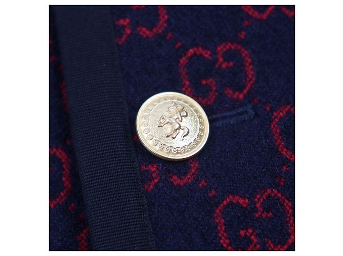 Abrigo de lana jacquard GG de Gucci Azul - vista 5