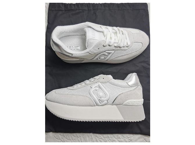 Liu.Jo Leder und Mesh Sneaker Weiß Grau Silber Beige Aus weiß - Ansicht 14