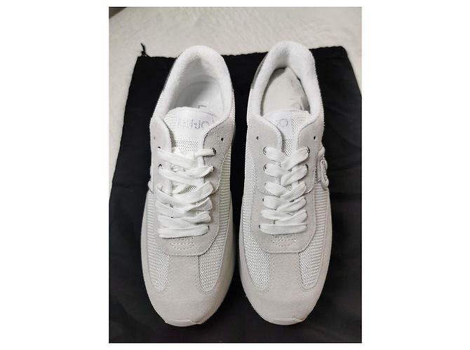 Liu.Jo Leder und Mesh Sneaker Weiß Grau Silber Beige Aus weiß - Ansicht 2