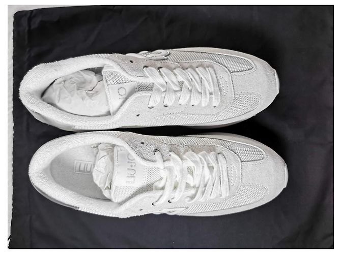 Liu.Jo Leder und Mesh Sneaker Weiß Grau Silber Beige Aus weiß - Ansicht 3