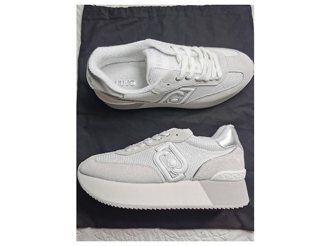 Liu.Jo Leder und Mesh Sneaker Weiß Grau Silber Beige Aus weiß - Ansicht 4