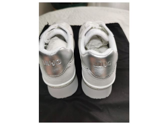 Liu.Jo Leder und Mesh Sneaker Weiß Grau Silber Beige Aus weiß - Ansicht 8