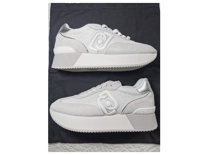 Liu.Jo Leder und Mesh Sneaker Weiß Grau Silber Beige Aus weiß - Ansicht 9