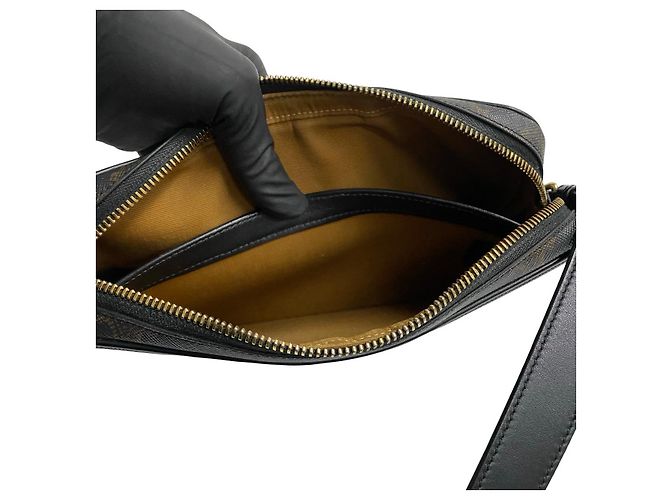 Céline Borsa a tracolla in pelle Celine Triomphe Marrone Nero - vista 10