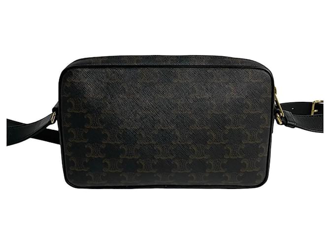 Céline Borsa a tracolla in pelle Celine Triomphe Marrone Nero - vista 5