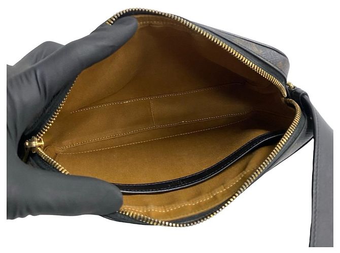 Céline Borsa a tracolla in pelle Celine Triomphe Marrone Nero - vista 9