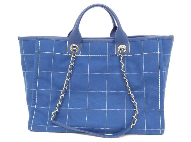 Borsa Chanel Deauville Linea 66941 Bianco Blu - vista 2