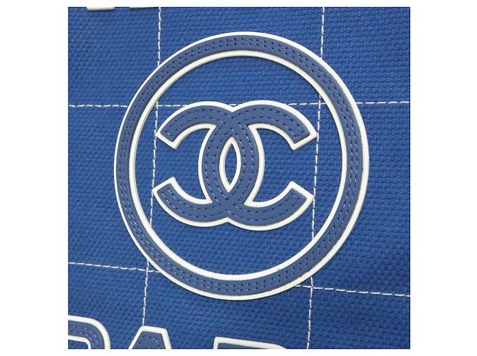 Borsa Chanel Deauville Linea 66941 Bianco Blu - vista 4