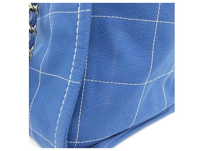 Borsa Chanel Deauville Linea 66941 Bianco Blu - vista 6