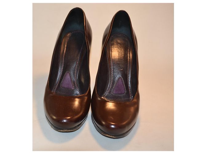 Décolleté Jil Sander in pelle marrone taglia 35 - vista 2