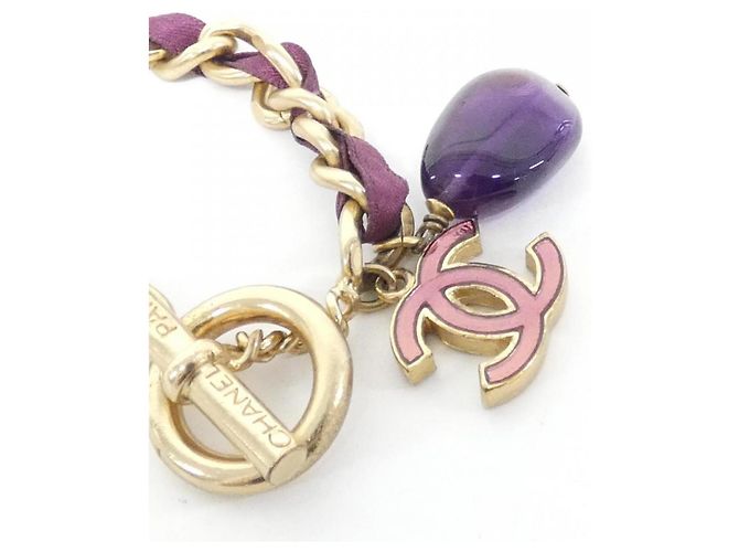 Pulseira de charme dourada e roxa Chanel Dourado Roxo - vista 3