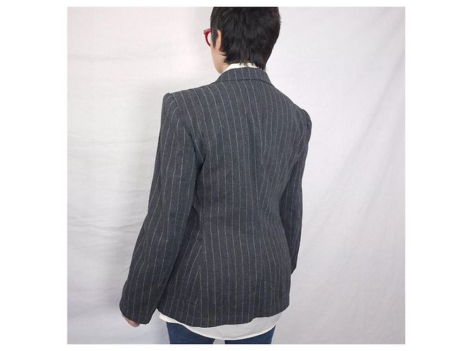 Moschino pinstriped wool jacket from the '90s Grey - view 10