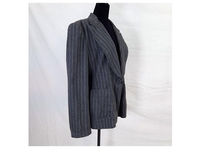 Moschino pinstriped wool jacket from the '90s Grey - view 5