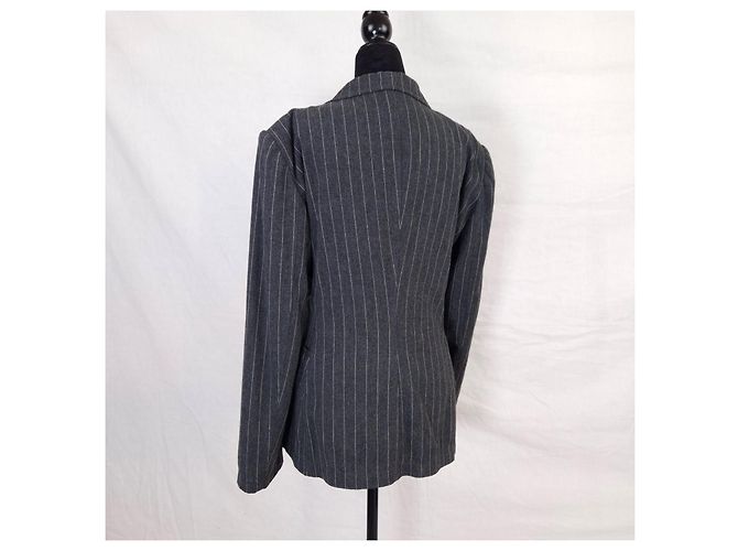 Moschino pinstriped wool jacket from the '90s Grey - view 6