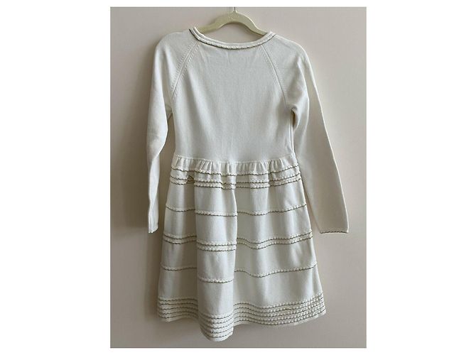 Christian Dior Kleid Weiß und Gold Viscose Größe 8J Golden - Ansicht 2