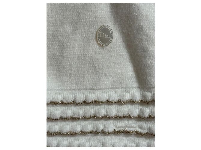 Christian Dior Kleid Weiß und Gold Viscose Größe 8J Golden - Ansicht 4