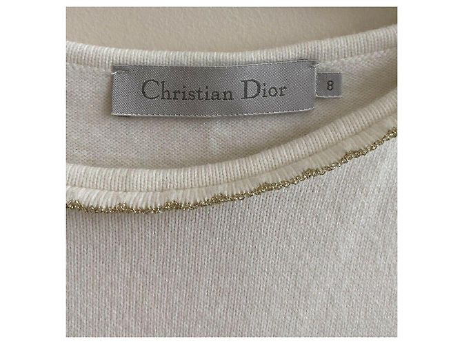 Christian Dior Kleid Weiß und Gold Viscose Größe 8J Golden - Ansicht 5
