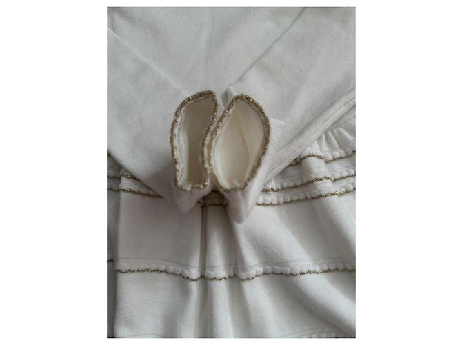 Christian Dior Kleid Weiß und Gold Viscose Größe 8J Golden - Ansicht 9