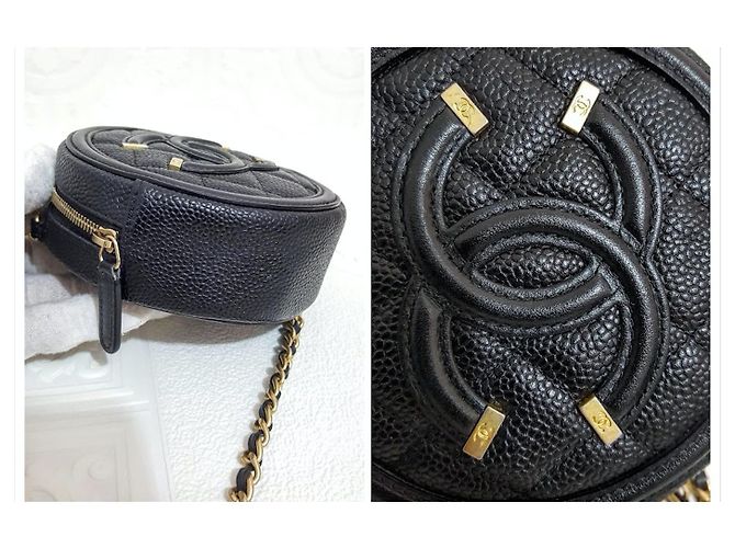 Wallet On Chain Chanel Clutch Rotondo in Filigrana con Catena Nero - vista 10