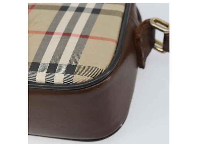 Borsa a Spalla Burberrys Nova Check in Tela Beige Oro Auth ka2309 D'oro - vista 10