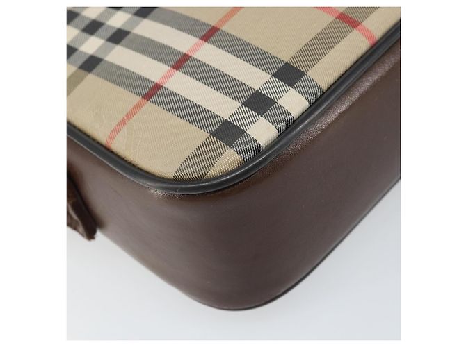 Borsa a Spalla Burberrys Nova Check in Tela Beige Oro Auth ka2309 D'oro - vista 11