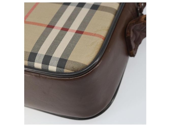 Borsa a Spalla Burberrys Nova Check in Tela Beige Oro Auth ka2309 D'oro - vista 12