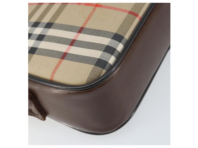 Borsa a Spalla Burberrys Nova Check in Tela Beige Oro Auth ka2309 D'oro - vista 13