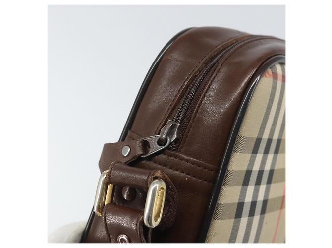 Borsa a Spalla Burberrys Nova Check in Tela Beige Oro Auth ka2309 D'oro - vista 15