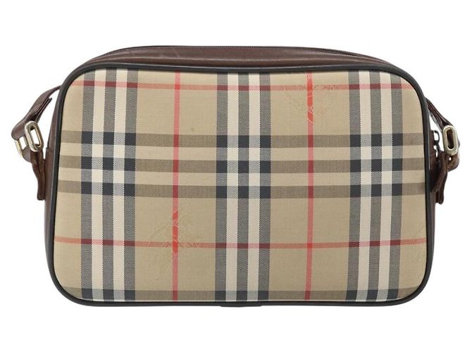 Borsa a Spalla Burberrys Nova Check in Tela Beige Oro Auth ka2309 D'oro - vista 3
