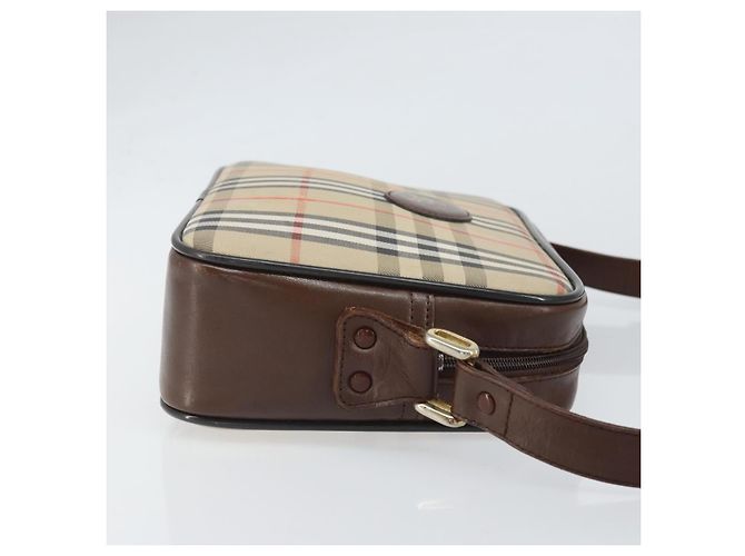 Borsa a Spalla Burberrys Nova Check in Tela Beige Oro Auth ka2309 D'oro - vista 4