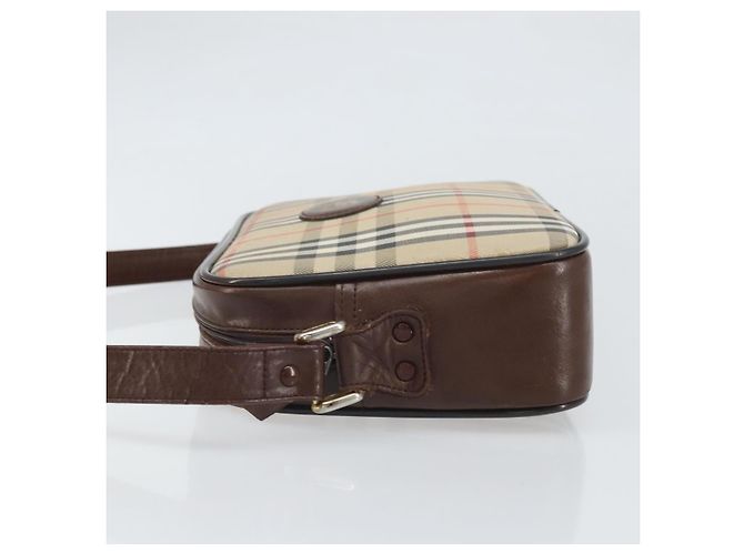 Borsa a Spalla Burberrys Nova Check in Tela Beige Oro Auth ka2309 D'oro - vista 5