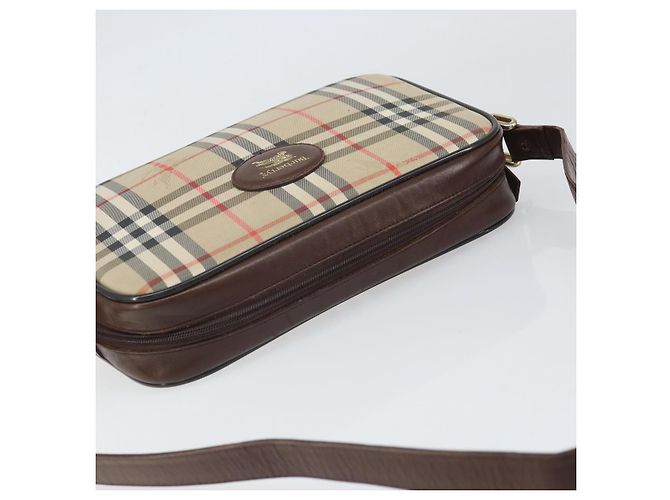 Borsa a Spalla Burberrys Nova Check in Tela Beige Oro Auth ka2309 D'oro - vista 6