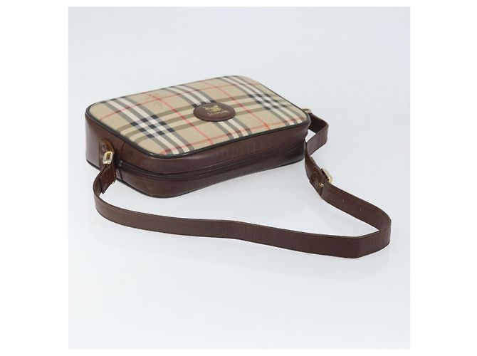 Borsa a Spalla Burberrys Nova Check in Tela Beige Oro Auth ka2309 D'oro - vista 7