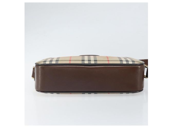 Borsa a Spalla Burberrys Nova Check in Tela Beige Oro Auth ka2309 D'oro - vista 9