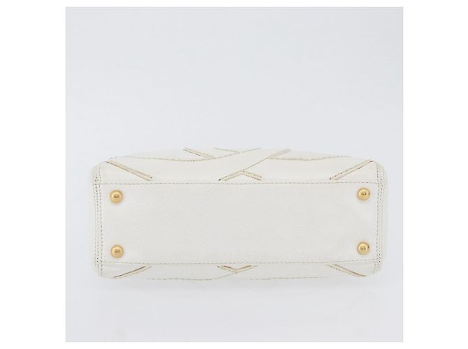 Borsa a Spalla CHANEL COCO Mark in Pelle Caviar Bianco Oro CC Auth 168141SAV D'oro - vista 10