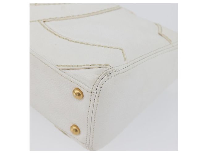 Borsa a Spalla CHANEL COCO Mark in Pelle Caviar Bianco Oro CC Auth 168141SAV D'oro - vista 14