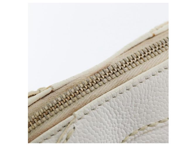 Borsa a Spalla CHANEL COCO Mark in Pelle Caviar Bianco Oro CC Auth 168141SAV D'oro - vista 17