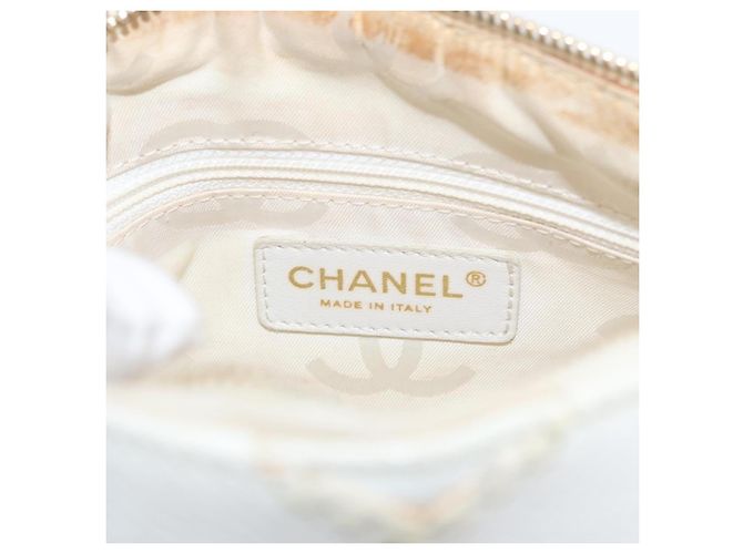 Borsa a Spalla CHANEL COCO Mark in Pelle Caviar Bianco Oro CC Auth 168141SAV D'oro - vista 18