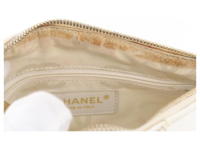 Borsa a Spalla CHANEL COCO Mark in Pelle Caviar Bianco Oro CC Auth 168141SAV D'oro - vista 19