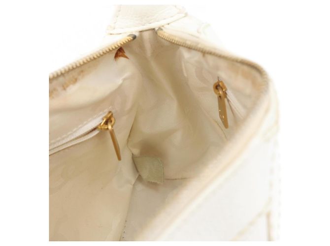 Borsa a Spalla CHANEL COCO Mark in Pelle Caviar Bianco Oro CC Auth 168141SAV D'oro - vista 22