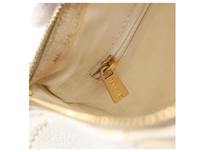 Borsa a Spalla CHANEL COCO Mark in Pelle Caviar Bianco Oro CC Auth 168141SAV D'oro - vista 26