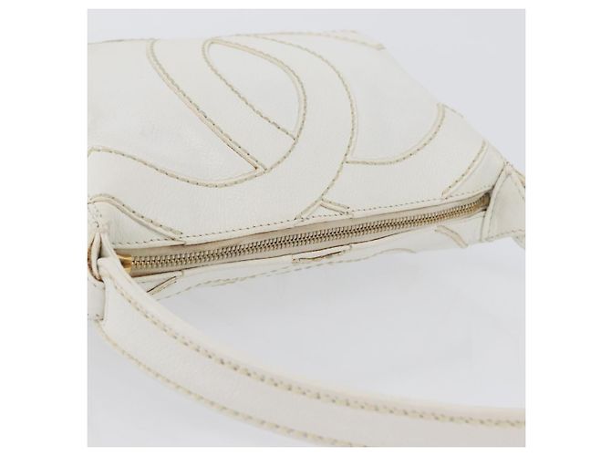 Borsa a Spalla CHANEL COCO Mark in Pelle Caviar Bianco Oro CC Auth 168141SAV D'oro - vista 7