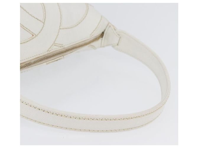 Borsa a Spalla CHANEL COCO Mark in Pelle Caviar Bianco Oro CC Auth 168141SAV D'oro - vista 8