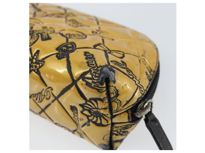 Pochette CHANEL Pelle verniciata Nera Oro Argento CC Auth 171183 Nero D'oro - vista 10