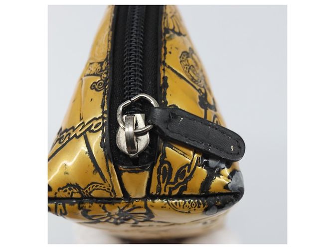 Pochette CHANEL Pelle verniciata Nera Oro Argento CC Auth 171183 Nero D'oro - vista 12