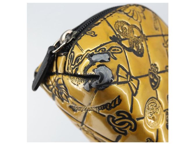 Pochette CHANEL Pelle verniciata Nera Oro Argento CC Auth 171183 Nero D'oro - vista 13
