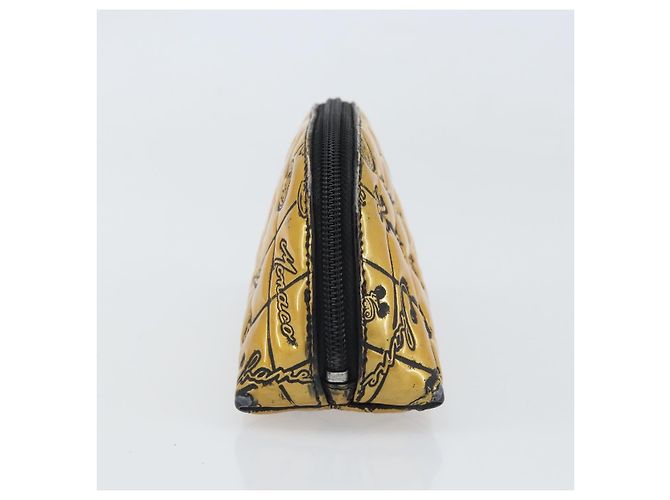 Pochette CHANEL Pelle verniciata Nera Oro Argento CC Auth 171183 Nero D'oro - vista 4