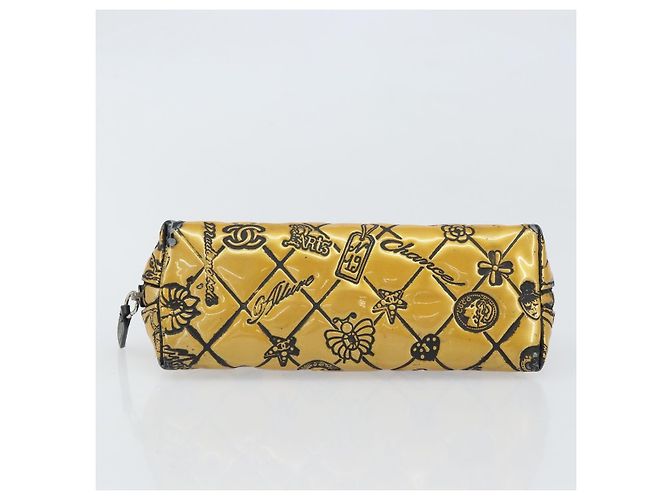 Pochette CHANEL Pelle verniciata Nera Oro Argento CC Auth 171183 Nero D'oro - vista 7