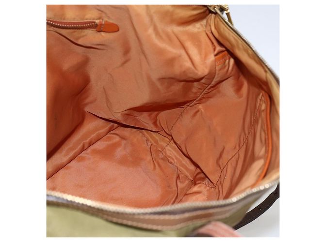 Borsa Tote PRADA in nylon pelle khaki oro Auth ti3738 D'oro Cachi - vista 22