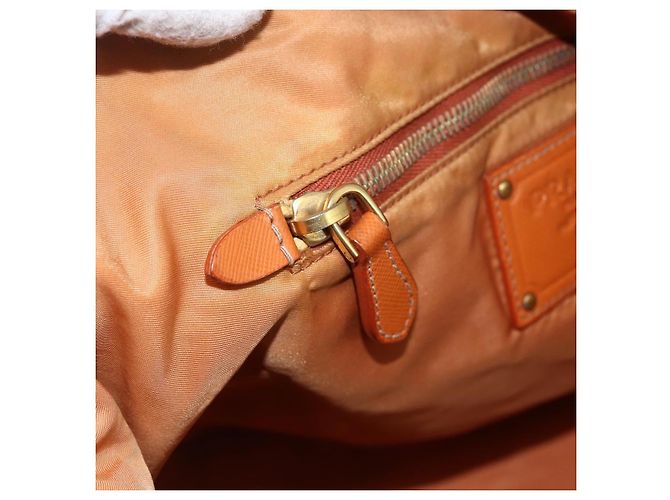 Borsa Tote PRADA in nylon pelle khaki oro Auth ti3738 D'oro Cachi - vista 24